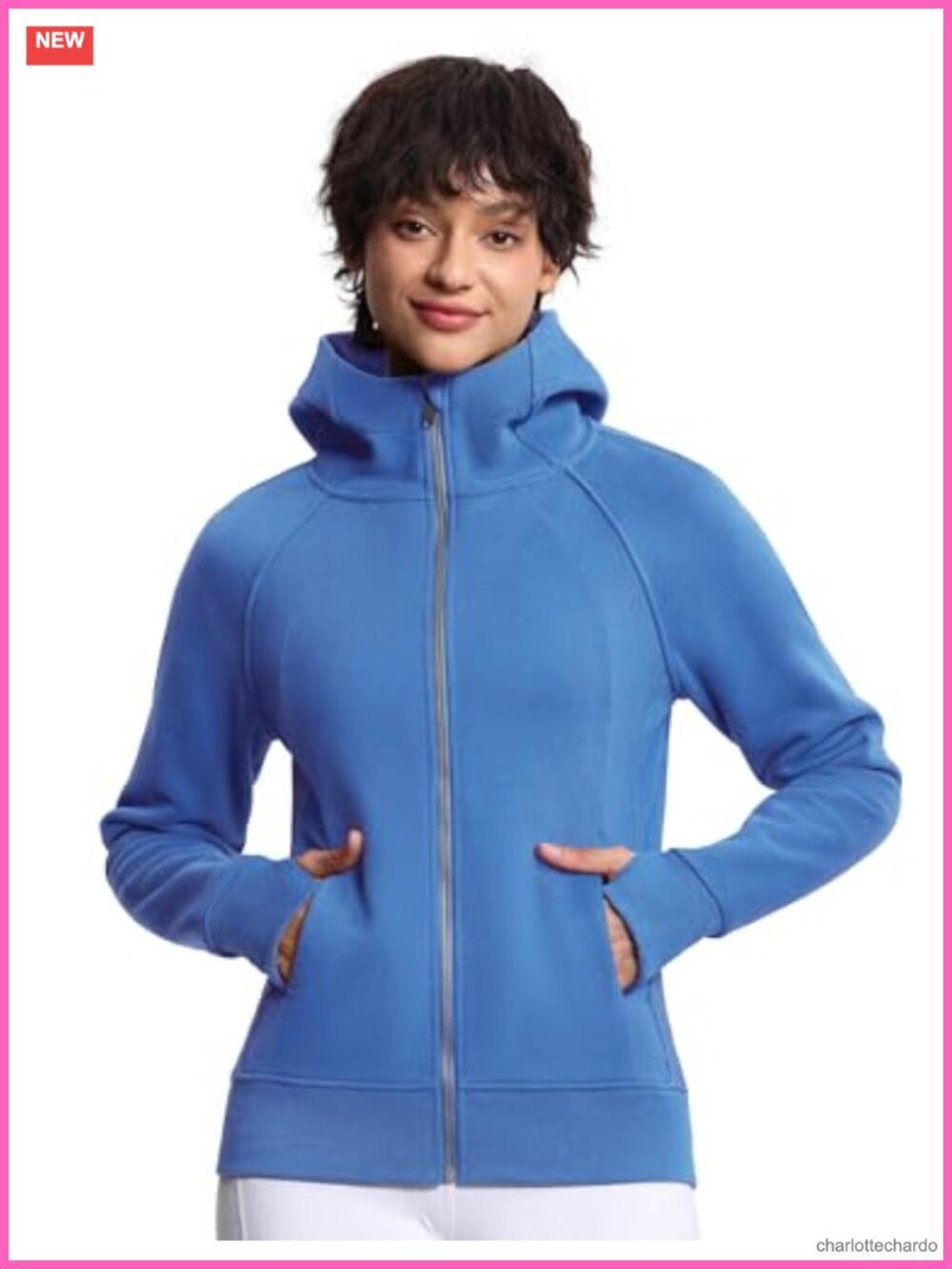 Women's Full Zip Fleece Workout Hoodie with Thumbholes